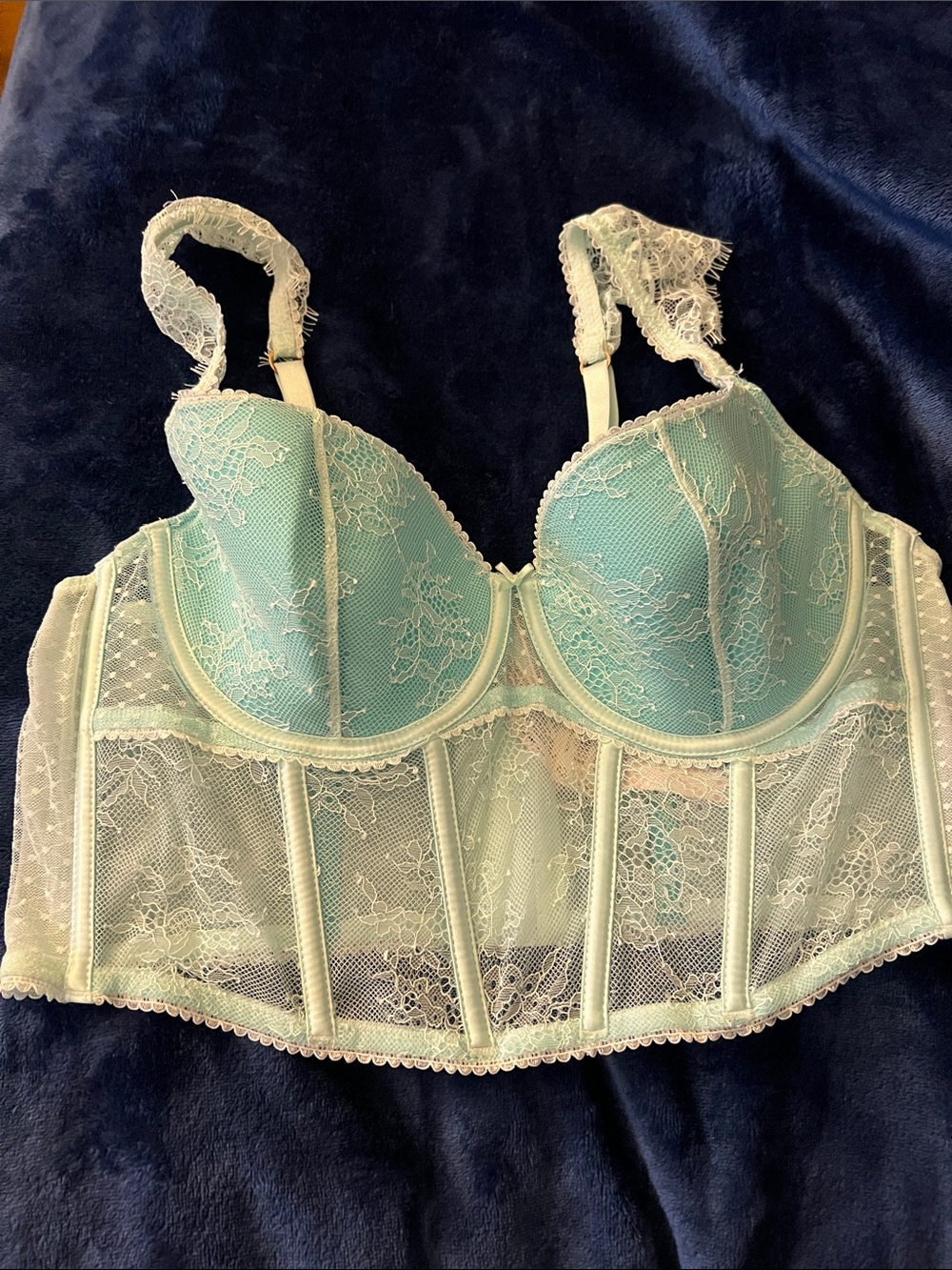 Victoria's Secret Mint Lace Longline Bustier Bra